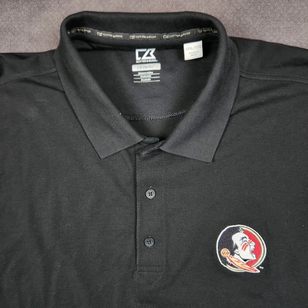 Florida State Seminoles Cutter & Buck Polo Shirt Mens‎ XXXL Black FSU DryTec